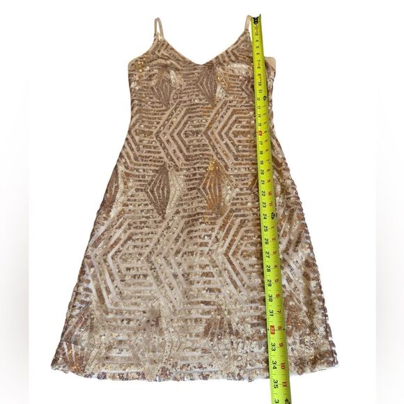 Venus Rose Gold Sequin Party Dress Mini Length Womens Size XS - Picture 11 of 11